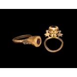 Medieval Crusader Gold Ring with Turret