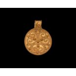 Viking Gold Filigree Pendant with Trefoil