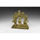 Nepalese Gilt Inscribed Temple Lamp