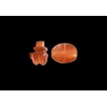 Egyptian Carnelian Heart and Scarab