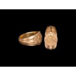 Post Medieval Gold Signet Ring with Royal Lion