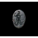 Roman Heliotrope Intaglio with Anguipede