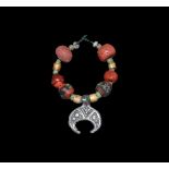 Viking Bead Bracelet with Lunate Pendant