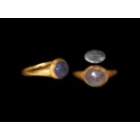 Fatamid Gold Ring with Inscribed Sapphire