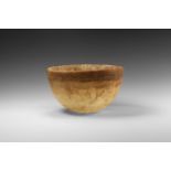 Egyptian Deep Carved Alabaster Bowl