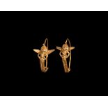 Greek Gold Eros Earring Pair