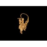 Greek Gold Earring with Horse and Rider