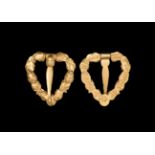 Gold 'Think of me, Love' Heart-Shaped Brooch