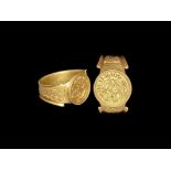 Medieval Gold 'Believe and Conquer' Signet Ring