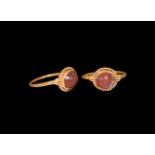 Greek Gold Ring with Carnelian Cabochon