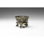 Indian Fretwork Lamp Bowl with Figural Feet