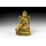 Tibetan Gilt Sitting Manjushri Statue