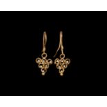 Greek Gold Earring with Drops