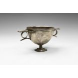 Hellenistic Silver Skyphos with Beaded Border