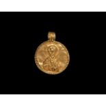 Byzantine Gold Pendant with Saint