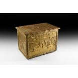 Vintage Brass Pictorial Kindling Box