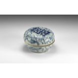 Chinese Qing Blue and White Porcelain Powder Box