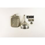 Pewter Funnel, Hip Flask and Cigar Cutters Group