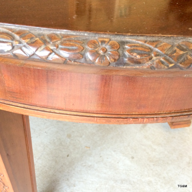 Warring and Gillows mahogany extending dining table on tapered legs with brass casters, carved - Image 4 of 10