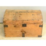 Pine dome top travelling trunk /blanket box 45x70x45cm