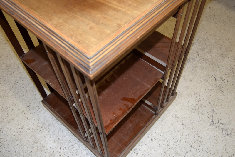 Edwardian inlaid revolving bookcase - Image 5 of 5