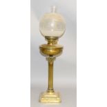 A Brass Corinthian Column oil lamp