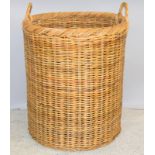 Extra large round honey rattan log basket