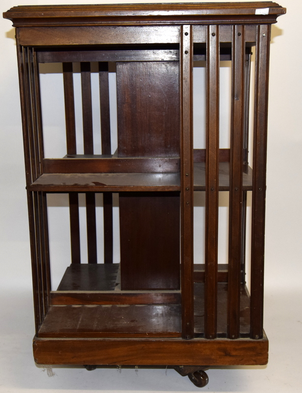 Edwardian inlaid revolving bookcase