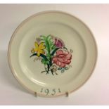 Poole Pottery year plate 1952 initial to the back 19cm diameter