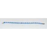 Silver and cz and blue opal line bracelet