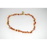 Agate and rose quarts bead necklace