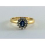 Ceylon Sapphire & Diamond Cluster ring size M