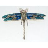 Silver plique a jour dragon fly brooch