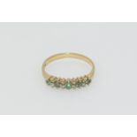 9ct gold ladies diamond poss emerald ring size Q