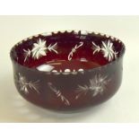 Ruby cut glass centre/fruit bowl