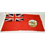 An original British Commonwealth cotton flag of Hong Kong Red Ensign as used from 1910 until 1955.