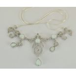 a very pretty art nouveau style necklace inset with opals