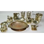 A large selection of silver plated ware to include a bucket, tureen and other items