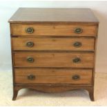 Georgian mahogany 4 draw chest of draws on splayed feet and brass handles of smaller proportions