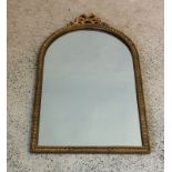 Gilt oval top hall mirror 65x35cm