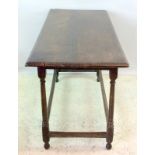 Oak dark stained serving table on turned legs with cross stretchers 75x135x60cm