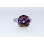 9ct white gold ladies amethyst solitaire ring size N