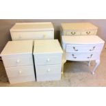 5 items of white painted bedroom furniture