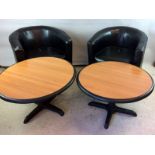 Pair of tub chairs and a pair of Bistro coffee tables