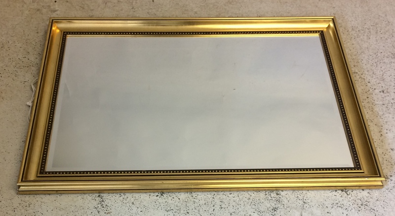 Gilt frame bevelled edge glass wall mirror 100x70cm