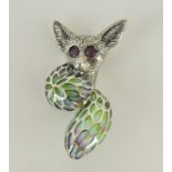 a silver plique a jour koala bear brooch