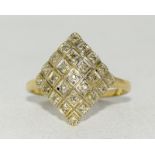 9ct gold ladies diamond shape multi diamond ring size P