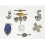 Collection of antique silver broaches (9)