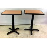 Pair of café /bistro dining tables with metal centre support 76x60x52cm