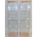 Two square display cabinets with 3 shelves 165 x 40 x 35